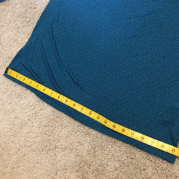 Jackpot Peacock Blue Ditsy Floral Print Cowl Collar Viscose Shirt - Picture 14 of 16